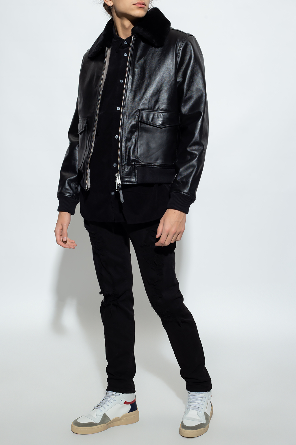 Allsaints garter leather on sale jacket